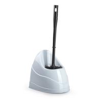 PlasticForte Toiletborstel - wc-borstel - met houder - 45 cm - wit/zwart - Toiletborstelhouders