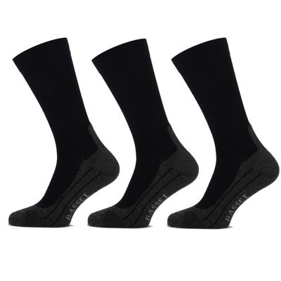 Basset Wandelsokken Merinowol 3-pack Zwart-47/50