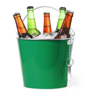 IJsemmer/bierkoeler - 6L - metaal - groen - met flesopener - wijnkoeler - drankkoeler