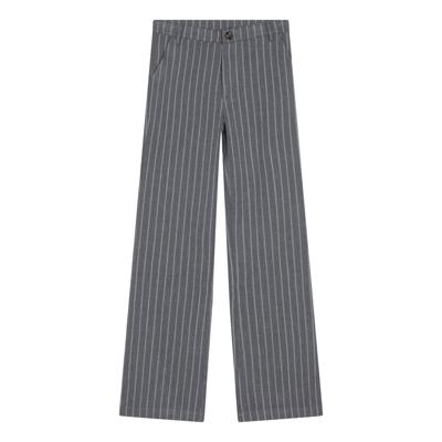 Indian Blue Jeans Meisjes pantalon broek wide fit krijtstreep - Steen grijs