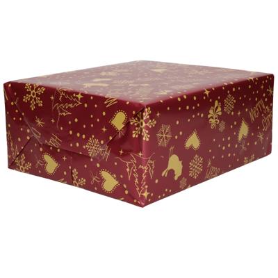 Kerst inpakpapier rol - bordeaux rood - papier - 250 x 70 cm - cadeaupapier - kerstcadeaus