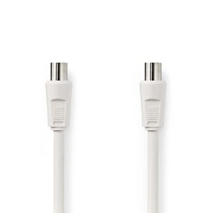 Antennekabel - IEC-connector (M) naar IEC-connector (M) - 2 m - dubbel afgeschermde coaxiaal - 90 dB - wit - rond