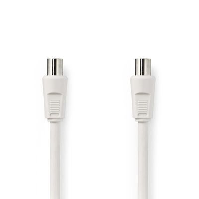 Antennekabel - IEC-connector (M) naar IEC-connector (M) - 2 m - dubbel afgeschermde coaxiaal - 90 dB - wit - rond