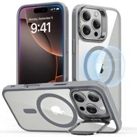 iPhone 16 Pro Classic Hybrid Case with Stash Stand (HaloLock) - Clear Grey