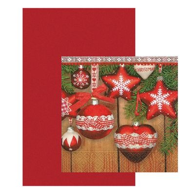 Papieren tafelkleed/tafellaken rood inclusief kerst servetten Papieren tafelkleed/tafellaken rood inclusief kerst servetten