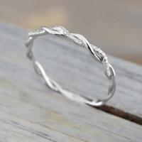 Vrouw klassieke Cubic Zirconia twist vorm ring kleur: Sliver (6)