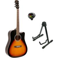 Fazley W40-SB akoestische western gitaar sunburst + statief + stemapparaat - thumbnail