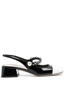 Miu Miu escarpins bicolores à détail de chaîne - Noir