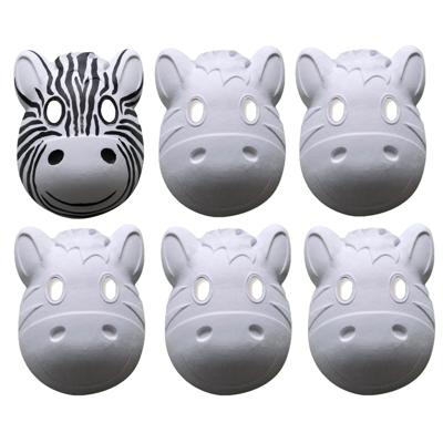 Haza Papier mache dierenmasker - 6x - zebra - wit - 22 x 18 cm - grimeer maskers Haza Papier mache dierenmasker - 6x - zebra - wit - 22 x 18 cm - grimeer maskers