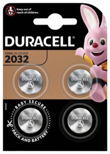 Batterij Duracell knoopcel 4xCR2032 lithium ÃƒÆ'Ã‹Å“20mm 3V-180mAh