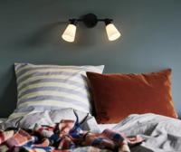 Wandlamp zwart wit met glazen kappen en 2 schakelaars "Nordlux Cole"