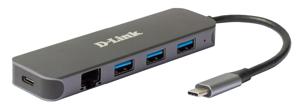 D-Link DUB-2334 USB-C (USB 3.2 Gen 2) multiport hub 5 poorten Antraciet