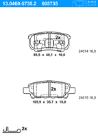 Remblokkenset, schijfrem ATE, u.a. für Mitsubishi, Chrysler, Jeep