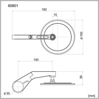 DAYTONA spiegel stuureinde "d-mirror-17". mirrors barend flat round short sw e-mark