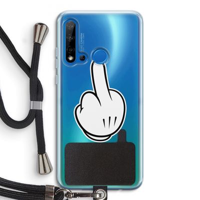 Middle finger white: Huawei P20 Lite (2019) Transparant Hoesje met koord