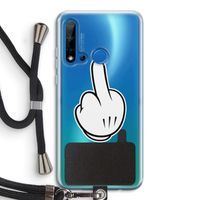 Middle finger white: Huawei P20 Lite (2019) Transparant Hoesje met koord
