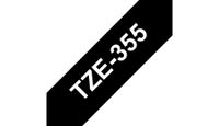 Labeltape Brother P-touch TZE-355 24mm wit op zwart - thumbnail