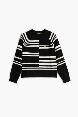 Trui met asymmetrische strepen - BLACK - L