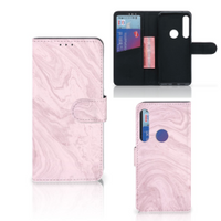 Motorola One Action Bookcase Marble Pink - Origineel Cadeau Vriendin - thumbnail