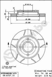 Remschijf BREMBO, Remschijftype: Gespleten, u.a. fÃ¼r Ford, Mazda