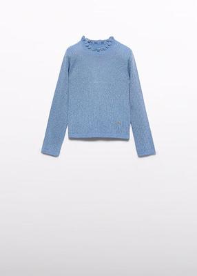 Abel & Lula winter sweater meisjes - licht blauw - turtleneck - gebreid