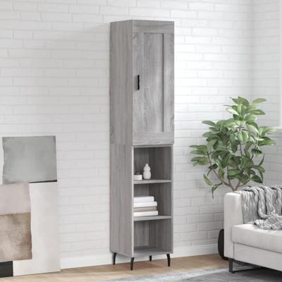 Hoge kast 34,5x34x180 cm bewerkt hout grijs sonoma eikenkleurig