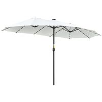 Outsunny parasol met LED zonne-energie 4,5 m dubbele parasol tuinparasol marktparasol terrasparasol ovaal zwart en crÃ¨me wit