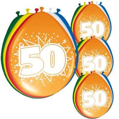 Folat 50e Verjaardag - leeftijd ballonnen - setje van 32x stuks - multi kleuren - 50 cm - versiering