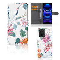 Xiaomi Redmi Note 12 5G | Poco X5 Telefoonhoesje met Pasjes Bird Flowers - thumbnail