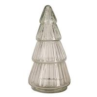 Clayre & Eef Glazen potje Kerstboom Ø 11x21 cm Transparant Glas