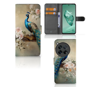 Telefoonhoesje met Pasjes voor OnePlus 12 Vintage Pauwen