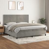 Boxspring met matras fluweel lichtgrijs 200x200 cm