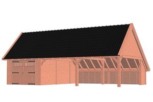 Tijdelijk 15% korting | Kapschuur De Hofstee XXL 1145x720 cm - Combinatie 1- Kapschuurdak- Onbehandeld lariks Douglas hout- Trendhout