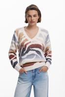 Zebra trui met V-hals - WHITE - L