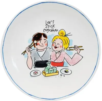 Blond Amsterdam gebaksbordje aardewerk stick together 18x1.5cm multi