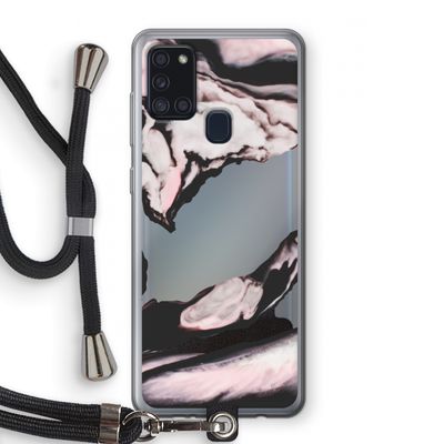 Roze stroom: Samsung Galaxy A21s Transparant Hoesje met koord