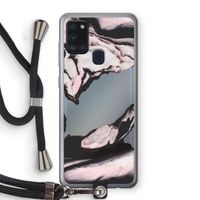 Roze stroom: Samsung Galaxy A21s Transparant Hoesje met koord Roze stroom: Samsung Galaxy A21s Transparant Hoesje met koord