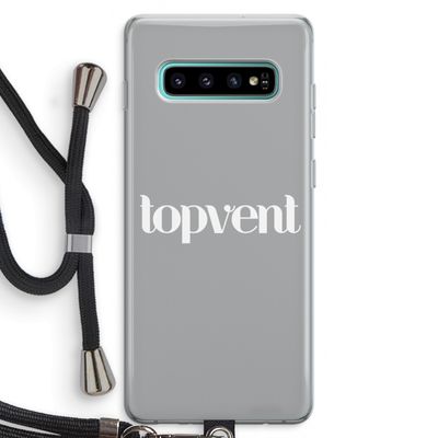 Topvent Grijs Wit: Samsung Galaxy S10 Plus Transparant Hoesje met koord