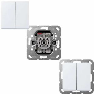 Gira serieschakelaar / drukcontact met witte wippen RAL9010