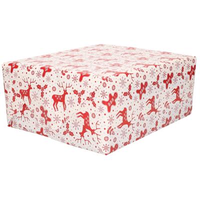 Kerst inpakpapier - wit/rood - 250 x 70 cm - extra sterk - cadeau papier