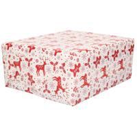 Kerst inpakpapier - wit/rood - 250 x 70 cm - extra sterk - cadeau papier