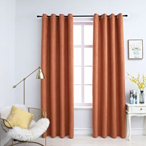 VidaXL Gordijnen verduisterend met ringen 2 st 140x225 cm roestkleur