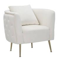 Mauro Ferretti Bucarest Fauteuil in beige stof met gouden poten