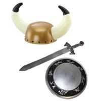 Carnaval verkleed set Viking/ridder - helm/zwaard en schild - middeleeuws - thumbnail