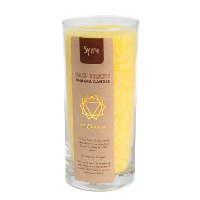 Fair Trade Zonnevlecht Chakra (3e) Stearine Kaars in Glas - Geel (60
