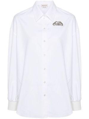 Alexander McQueen chemise en coton à ornements en cristal - Blanc