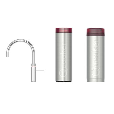 Quooker Fusion Round kokendwaterkraan - draaibare uitloop - PRO3 incl. Cube reservoir - Warm / kokend / bruisend / gefilterd water - Chroom 3FRCHR-CUBE