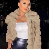 Dusty Pink Fuzzy Open Front Coat - Oversized Flannelette Jacket Khaki / S