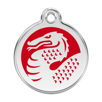 Dragon Red roestvrijstalen hondenpenning large/groot dia. 3,8 cm - Reddingo