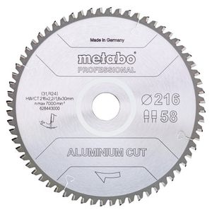 Metabo Accessoires Cirkelzaagblad | "Aluminium Cut Prof" | 216x30mm | Z58 FZ/TZ 5° neg - 628443000